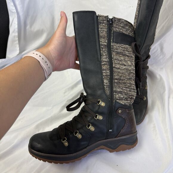 Merrell Eventyr Peak Black Leather Tall Zip Waterproof Tall Winter Boots Size 9 - Picture 4 of 12